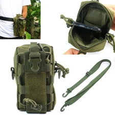 Tactical Molle Waist Pouch Belt Waist Compact EDC Tool Bag Green +Shoulder Strap