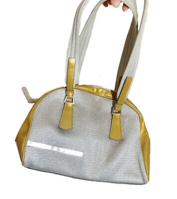 vintage prada silver mesh gold patent mini bowler bag purse italy top 90s  y2k | eBay