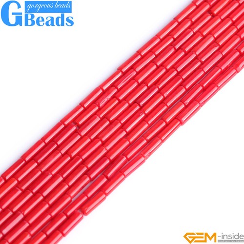 Tubo de piedras preciosas de coral rosa rojo naranja cuentas sueltas para hacer joyas carcasa de 15" - Imagen 9 de 40