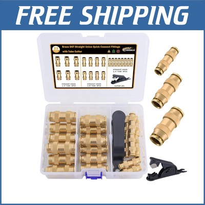23 PCS Brass DOT Air Line Fittings Kit - Quick Connect for Air Brake Systems