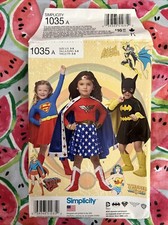 Simplicity 1035 Super Girl, Wonder Woman, Batgirl Costume Pattern Child's 3-8