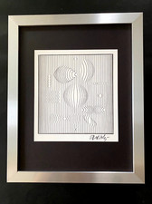 STAMPA VICTOR VASARELY DEL 1970 + ASTRATTO GEOMETRICO FIRMATO + CORNICE NUOVA 14x11in!
