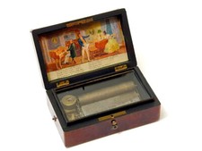 Traumhafte alte Spieluhr mit Funktion 1880-1920 Walzenspieluhr Holz intarsiert