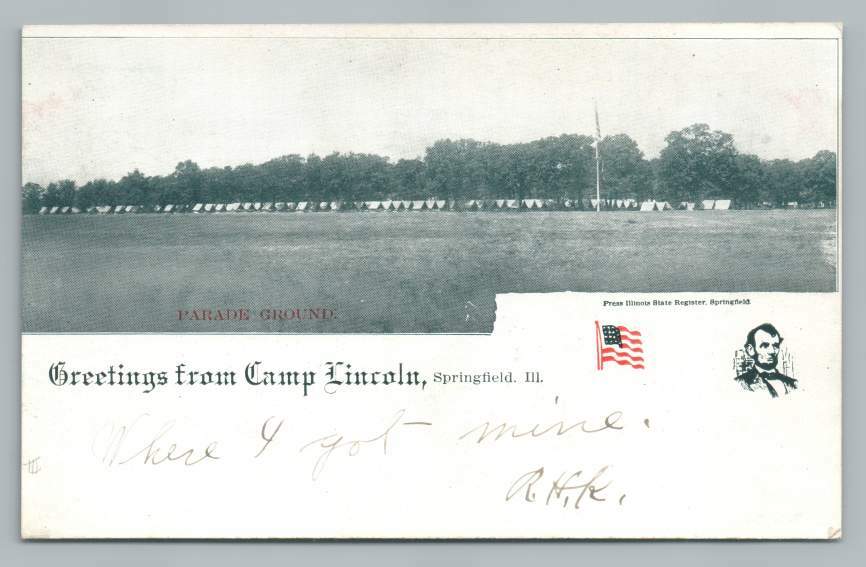 Greetings from Army CAMP LINCOLN Springfield IL Antique Postcard UDB 1907 eBay