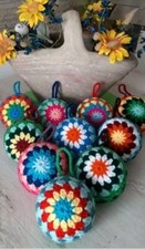 5 Palle Per Albero Di Natale. Fatte A Mano Uncinetto Regalo Decorazioni Handmade