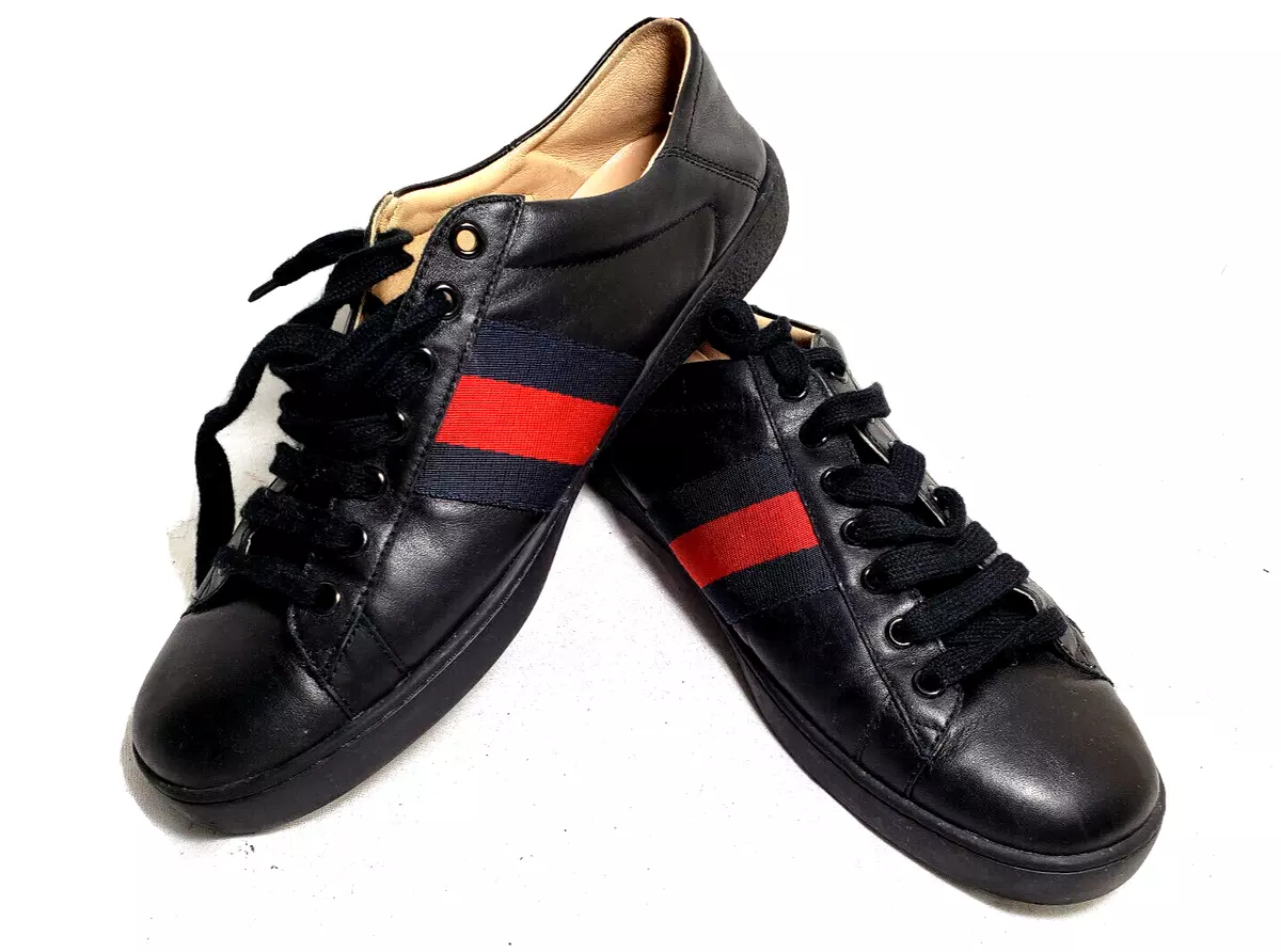 Men's Ace Sneaker Black Leather With Bee