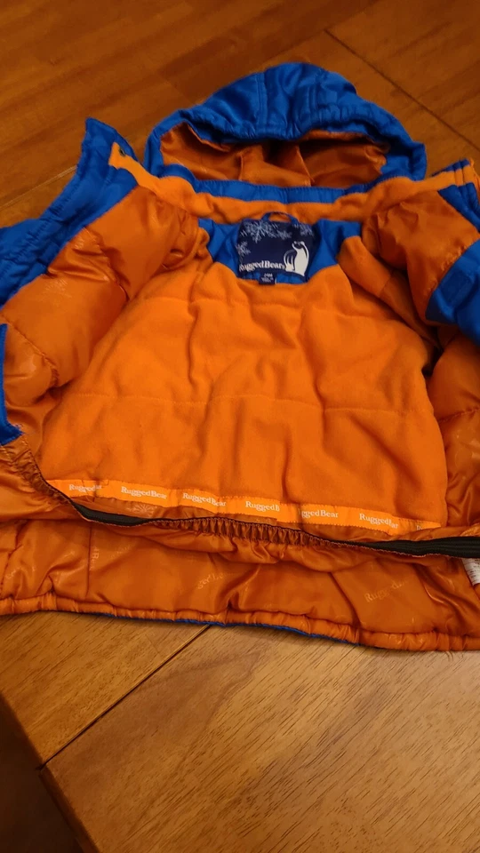 Chaqueta Rugged Bear para niños pequeños talla 24M azul con cremallera frontal forrada con capucha Foto 3 de 4