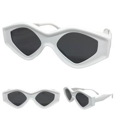 Classic Modern Retro Party Club Raver Punk Gothic SUNGLASSES Funky White Frame