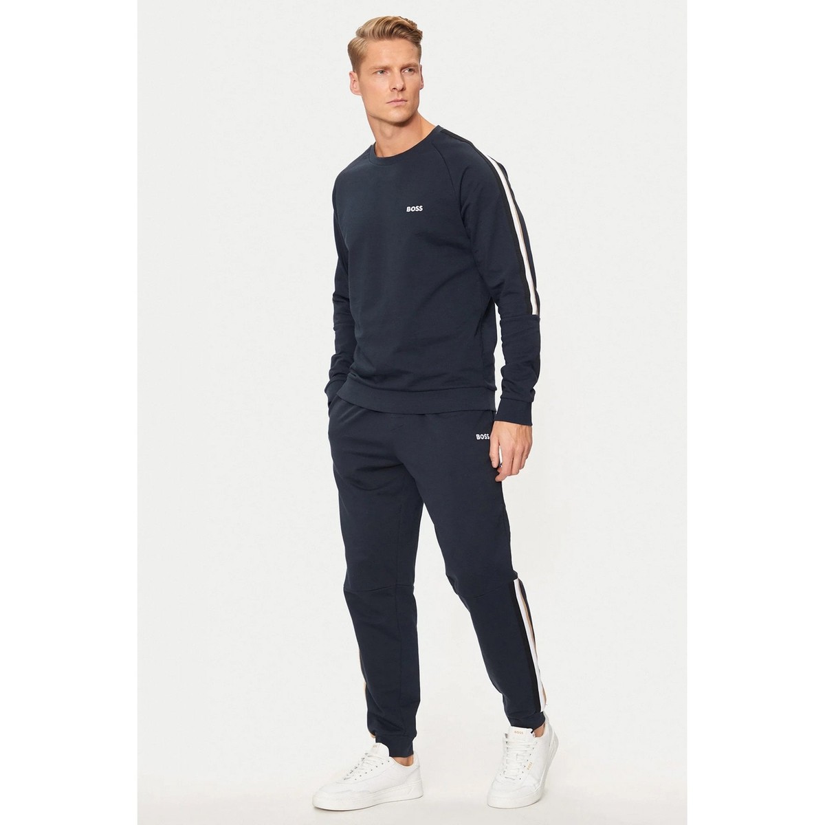 Boss 50527539 Iconic Long Loungewear Tape Crew Tracksuit Set