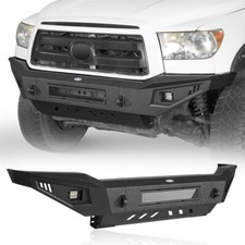 Textured Steel Front Bumper Wskid Plate Spotlight Fit 2007-2013 Toyota Tundra