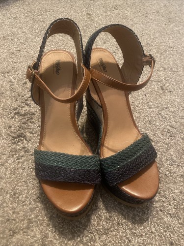 Mossimo Pemella Cork Wedge Sandals -Size 9.5 New With Tags Blue - Picture 2 of 9