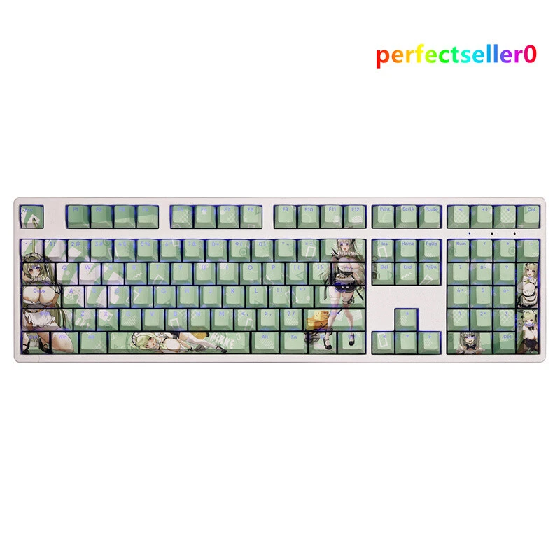 Game Nikke Soda Keycap Button PBT Cherry MX 108Keys Sublimation Cyan For Keypads - Image 3 of 4