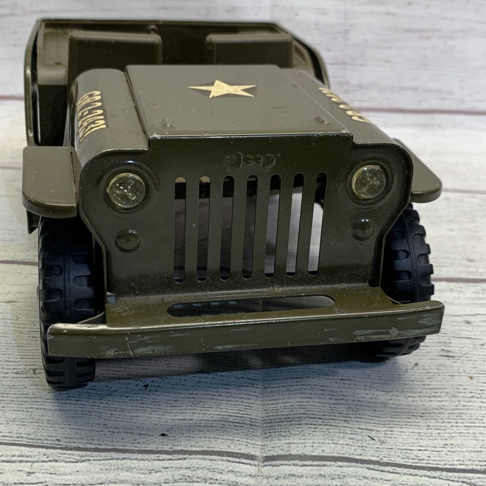 Vintage Tonka Jeep US Army GR2-2431 Pressed Steel Military Green Good As Is - Image 2 of 4