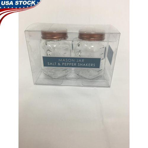 Mason Jar Salt & Pepper Shaker Set Copper Lids Vintage Glass Kitchen Decor New