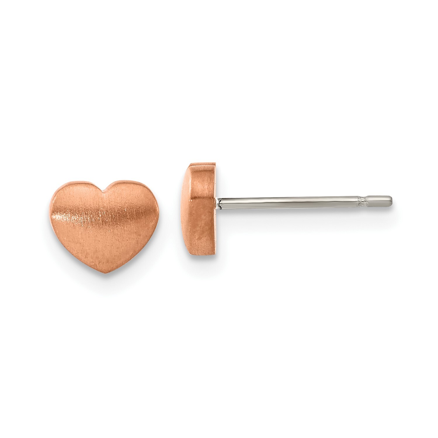 Titanium Rose IP-Plated Brushed Finish 7mm x 6mm Mini Heart Stud Earrings-image