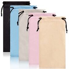 Soft Eyeglass Pouch 3 Pack - Pouch for glasses Zh Black,grey,pink,khaki,blue