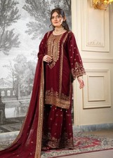 Bollywood Style Pure Silk Maroon Top Palazzo With Dupatta For Women  Girls Wear
