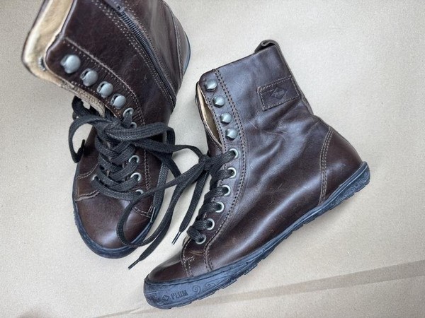 Women Palladium Boots Brown Leather 36 #49QZ