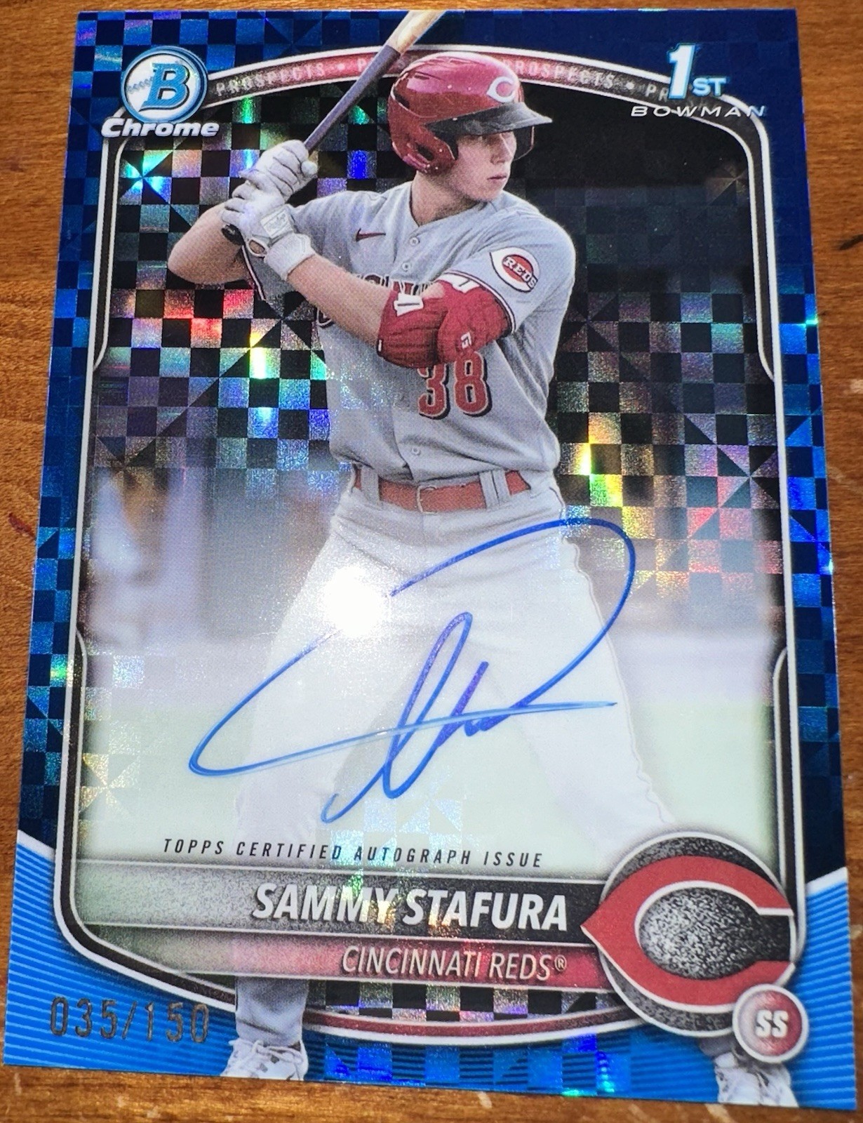 2025 Bowman - Chrome Prospect Auto Sammy Stafura #CPA-SS Blue X-Fractor /150 RC