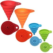 Collapsible Kitchen Funnel Set Small and Large, Kitchen Gadgets Silicone 4-Pack