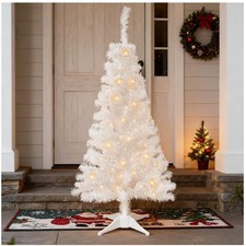 4 FT Pre-Lit White Christmas Tree with 70 LED Lights 8 Modes for Elegant Decor