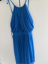 TOPSHOP Y2K Blue Sleeveless Sheer Lined Keyhole Mesh Mini dress  Size 8 