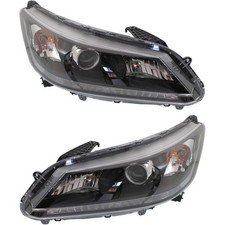 Headlights Set Halogen Fits 2013-2015 Honda Accord Sedan