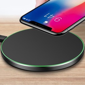 30W Téléphone sans fil Chargeur en alliage d'aluminium noir Téléphone rond sans fil Charging P