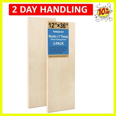 Unfinished Birch Wood Panels Kit for Painting, Wooden Canvas 2 Pack of 12x36 ...