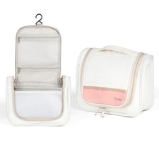 Hanging Toiletry Bag with Hook - Waterproof Travel Organizer with Beige