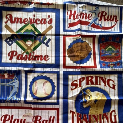 Baseball Multicolor Novelty Print Fabric Panels Patchwork Blocks for Quilting