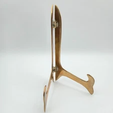 Vintage Brass Folding Easel Stand 7" Plate Picture Frame Book Display Holder