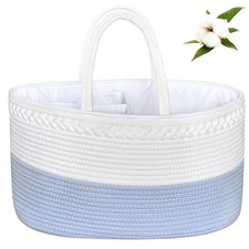 X-Large Diaper Caddy Organizer - Cotton Rope Nursery Storage Basket for Baby ...