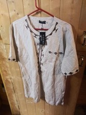 Black Men Turkey Tunic beige Embroidered with brown lines