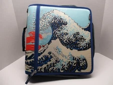 Case-It The Mighty Zip Tab Japanese Wave 3 Ring Zipper Binder & File Folder