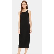 Eileen Fisher Size XS Jersey Tank Dress Black Midi Ankle Length Sleeveless