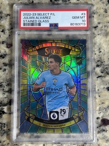 Julian Alvarez #3 2022 Panini Select Premier League Stained Glass card
