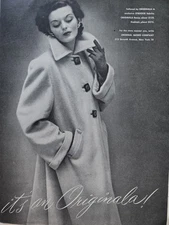 1947 Women's Originala Stroock Fabric Coat Vintage Fashion ad 