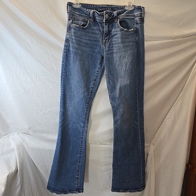 American Eagle Super Stretch Kick Boot Jeans Women's Size 8 Long Medium Wash 