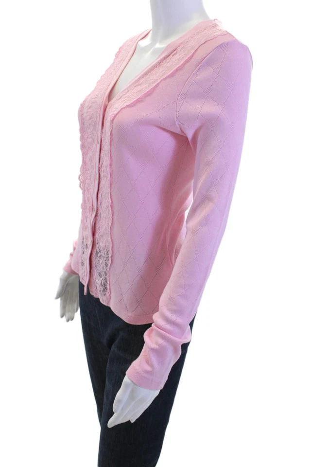 Cárdigan Love Shack Elegante Mujer Rosa Argyle Cuello en V Algodón Manga Larga Talla S Foto 2 de 4