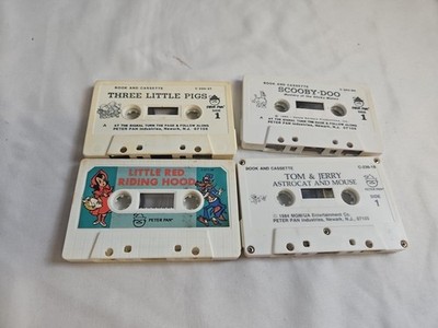 VTG Peter Pan Audio Book Cassette Lot 3 Little Pigs Scooby-Doo Tom Jerry #GT1