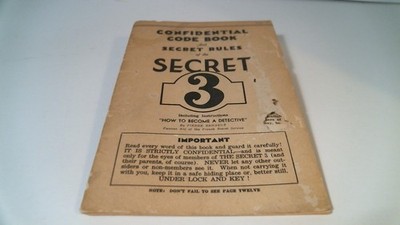 The Secret 3 Confidential Code Book and Secret Rules 1930's No. 54544