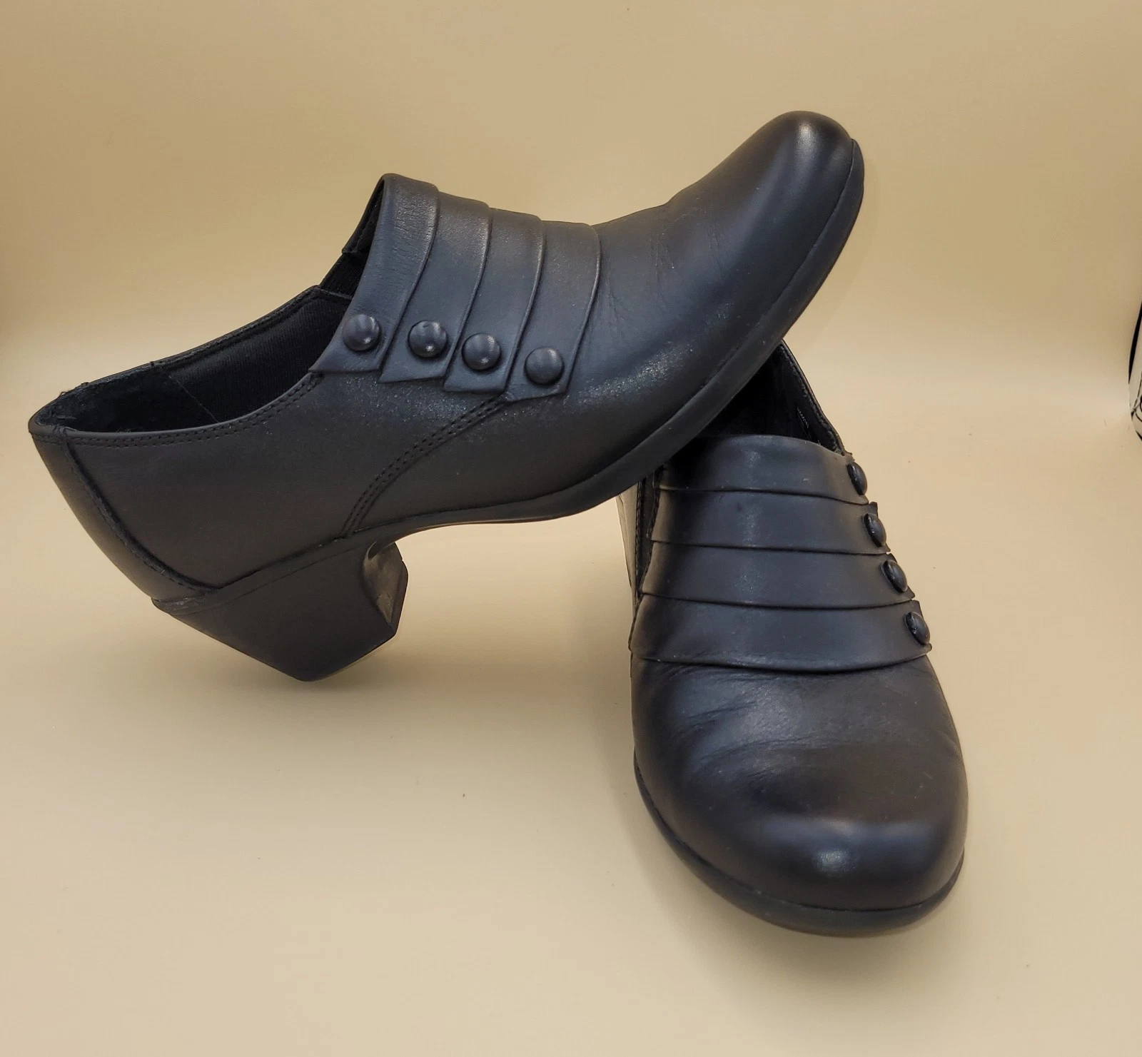 CLARKS BENDABLES mocassini neri in pelle tomaia scarpe eleganti donna 7M