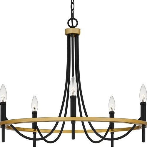 Quoizel LGR5026 5 Light 26"W Taper Candle Style Chandelier - Black - Picture 1 of 9