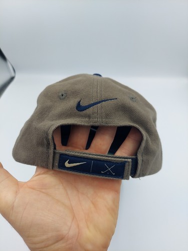 Cappello da golf vintage anni 90 Y2K Nike berretto cinturino posteriore grigio blu Swoosh Eagle Sticks - Foto 4 di 10