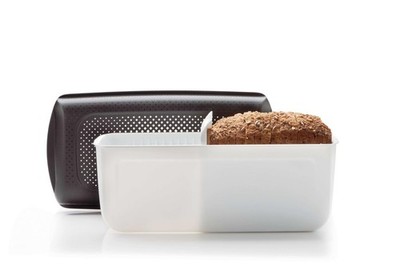 Tupperware BreadSmart Junior - Innovativer Brotkasten hält 32 cm, schwarz, weiß
