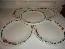 8 Pc Set Corelle Dinner Plates Farm Fresh Fruit Apple Green Checked 10 1/4"