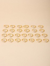 Elegant Copper Cubic Zirconia Women Ring Letter F One Size