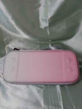 Pink White Hard Shell Carrying Case for Nintendo Switch with Game Card Storage