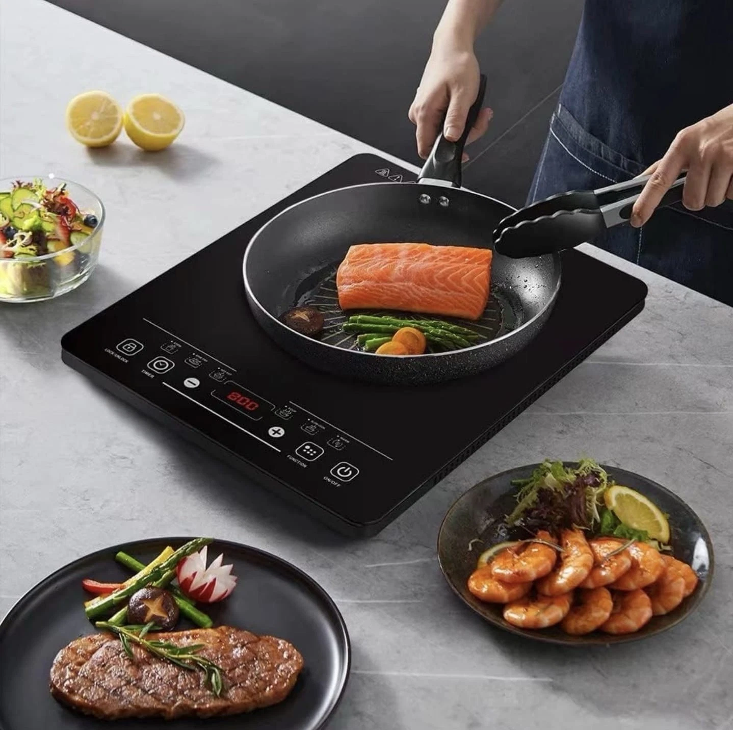 2200W Induction Cooker Electric Cooktop with Touch Controls